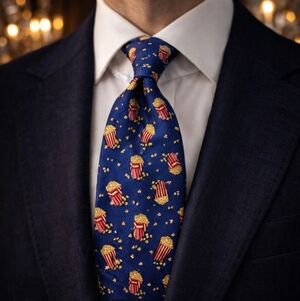 ALYNN NECKWEAR Blue Popcorn Patterned 100% Silk Tie
